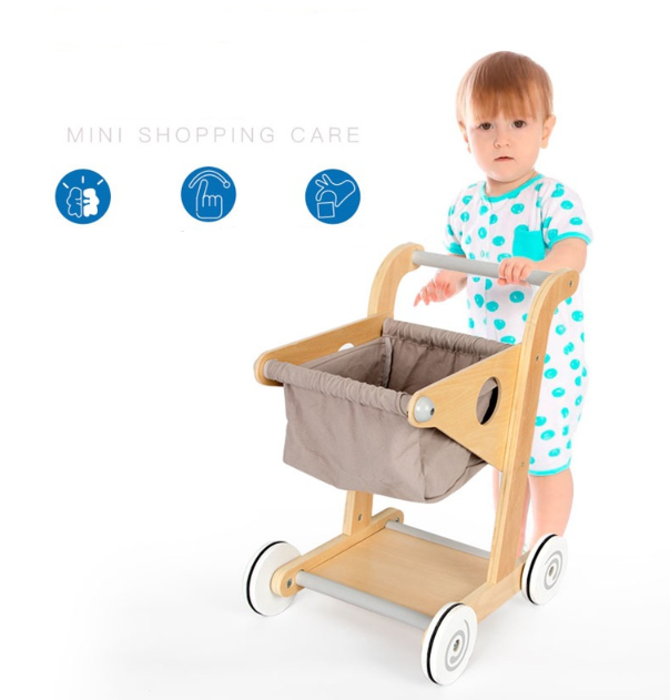 优质婴儿益智玩具木制购物车，对婴儿有好处